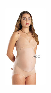 3032-X: Pregnancy Body Suit, Pre-Molded Seamed Cup, Adjustable Straps, Abdominal Support    3032-X: Body Modelador Maternidad, Copa Con Costura Pre-Hormada, Tiras Ajustable, Soporte Abdominal.   