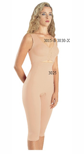 3015-B/3030-X: Mini-Vest, Pre-Molded Seamless Cup, Front Closure 3025: Below Knee Girdle, High waist, Reinforced Torso, Open Crotch    3015-B/3030-X: Mini-Chaleco, Copa Sin Costura Prehormada, Cierre Delantero 3025: Faja abajo de la rodilla, Cintura Alta, Resfuerzo en el Torso, Abertura entre las piernas     