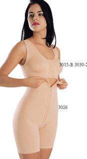 3015-B/3030-X: Mini-Vest, Pre-Molded Seamless Cup, Front Closure 3026: Short Girdle, Front Closure, Reinforced Torso, High Waist, Mid Thigh Length, Open Crotch   3015-B/3030-X: Mini-Chaleco, Copa Seamless Pre-Hormada, Cierre Delantero 3026: Faja Estilo Short, Cierre Delantero, Refuerzo en el torso, Cintura Alta, Media Pierna Largo Abertura Abierta.