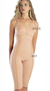 3015-X: Bra Front Closure, Pre-Molded Seamless Cup, Adjustable Straps 3027: Girdle Knee Length, High Waist, Reinforced Torso, Two-Side Closures, Open Crotch 3015-X: Brassier Cierre Delantero, Copa Seamless Pre-Hormada, Tiras Ajustable 3027: Faja hasta la rodilla de largo, Refuerzo en el torso,  Cierre Laterales, Abertura Abierta.  