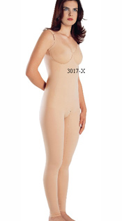 3017-X: Body Shaper Ankle Length, Pre-Molded Seamed Cup, Adjustable Straps, Reinforced Torso, Open Crotch     3017-X: Body Modelador Largo hasta el tobillo, Copa Prehormada Con Costura, Tiras Ajustable, Resfuerzo en el torso, Abertura entre las piernas.   